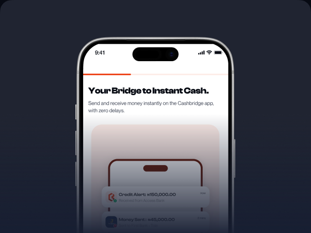 The Cashbridge app's welcome screen